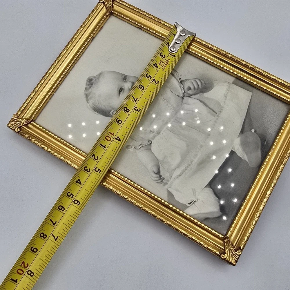 MCM Brass/Gold Tone Metal Picture Frames With Photo Of‎ Baby Girl